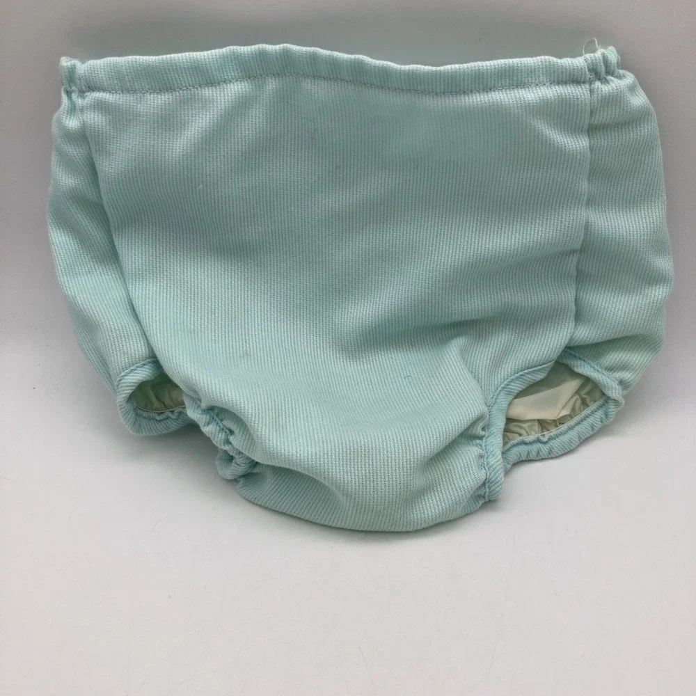 Pair Of Vintage Baby Rubber Pants Diaper Cover  Teal Colored Cloth On Outside